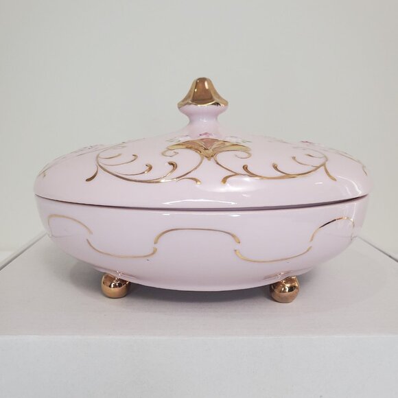 Ardalt Lot of 3 MCM Pink Porcelain Hand Painted Vanity Dish 6228/7 Lenwile China - Picture 4 of 16